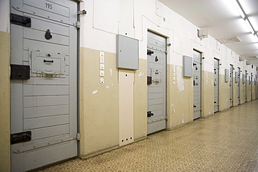 Cell tract in the new building of the former secret service remand prison, Berlin-Hohenschoenhausen memorial, former prison of the GDR's secret service, Berlin, Germany, Europe