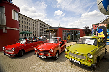 Trabant cars of "Trabi Safari" sightseeing tours, Zimmerstrasse, Mitte, Berlin, Germany, Europe