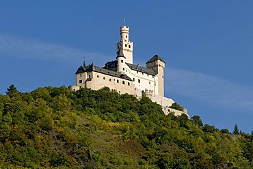 Marksburg Castle, above Braubach, Upper Middle Rhine Valley, Rhineland-Palatinate, Germany