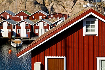 Red timber houses, Smoegen, Bohuslaen, Sweden