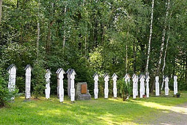 Totenbretter, memorial boards to commemorate dead folk musicans, Stamsried, Bavarian Forest, Upper Palatinate, Bavaria, Germany, Europe
