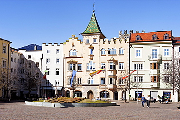 Domplatz cathedral square with city hall, Brixen, Bressanone, South Tyrol, Italy, Europe