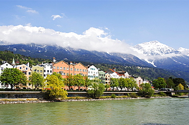 Quarter Mariahilf, "Mary Help", below the Nordkette, Northern Chain, of the Karwendel mountains above the river Inn, Innsbruck, Tyrol, Austria, Europe