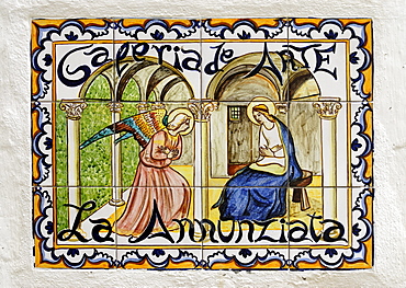 Annunciation, tilework picture, Arcos de la Frontera, Andalusia, Spain, Europe