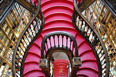 Stairs, Livraria Lello bookshop built in 1881, Porto, North Portugal, Europe