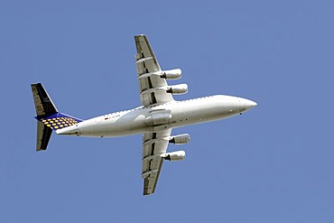 Eurowings BAe 146-300, taking off, Frankfurt Airport, Frankfurt am Main, Hesse, Germany, Europe