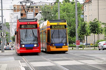 Tram lines 4 and 12, Leipzig, Saxony, Germany, Europe