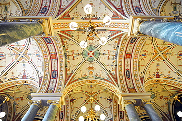 Ceiling design, interior architecture, Semperoper opera house, Dresden, Saxony, Germany, Europe