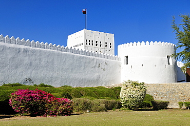 Historic adobe fortification Sohar Fort or Castle, Batinah Region, Sultanate of Oman, Arabia, Middle East