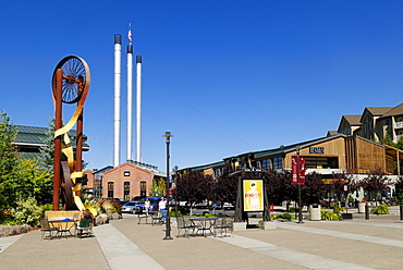 Newly built mall in the historic industrial area of Mill District in Bend, Oregon, USA