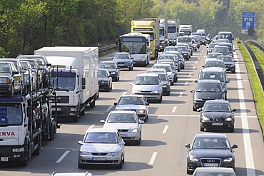 Traffic jam on the A 81 Stuttgart - Karlsruhe just before the motorway junction Leonberg, Baden-Wuerttemberg, Germany, Europe