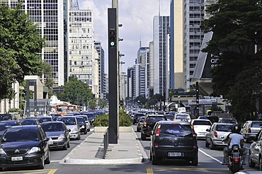 Traffic in the Avenida Paulista street, Sao Paulo, Brazil, South America