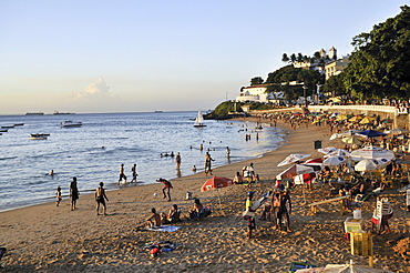 Lively beach of Porto da Barra, Salvador, Bahia, Brazil, South America