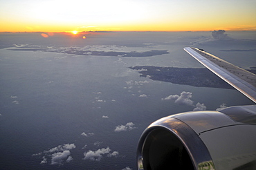 View from an airplane, sunset