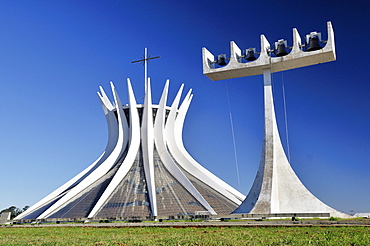 Catedral da Nossa Senhora Aparecida cathedral by architect Oscar Niemeyer, Brasilia, Distrito Federal state, Brazil, South America