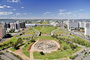 View from the television tower on the government district, architect Oscar Niemeyer, Brasilia, Distrito Federal state, Brazil, South America