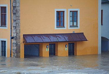 Enns floodwater in Steyr, Upper Austria, Austria, Europe