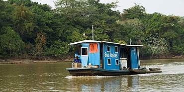 Fisherboat, Cuiaba river, Pantanal, UNESCO World Heritage Site and Biosphere reserve, Mato Grosso, Brazil