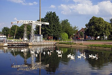 Canal du Centre, Unesco World Heritage Site, Bascule bridge, Hainaut Province, Belgium