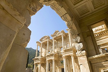 Ephesus, Celsus library viewed through the Mazeus and Mithridates Gate, Turkey