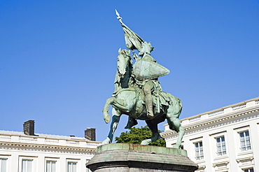 Godefroid de Bouillon statue, Place Royale, Brussels, Brabant, Belgium, Europe