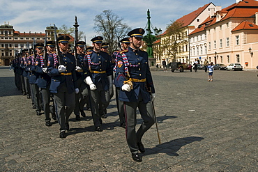 Changing of the Guards at Hradcany Square, Prague, Czech Republic, Europe