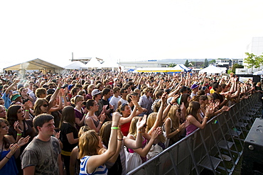 Audience at the soundcheck, Open Air Festival in Sempach-Neuenkirch, Switzerland, Europe