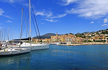 Inlet of the old port of Menton, Cote d'Azur, France