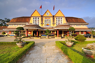 Building of the old railway station, Dalat, Central Highlands, Vietnam, Asia