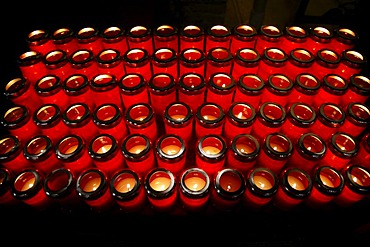 Sacrificial candles in the Basilica St. Eufemia in Grado, Italy, Europe