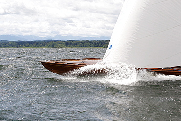 Traditional class regatta, only for wooden boats built before 1940, Lake Starnberg, Upper Bavaria, Bavaria, Germany, Europe