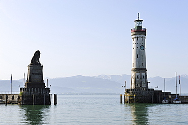Entrance to the port of Lindau on Lake Constance, Bavaria, Germany, Europe