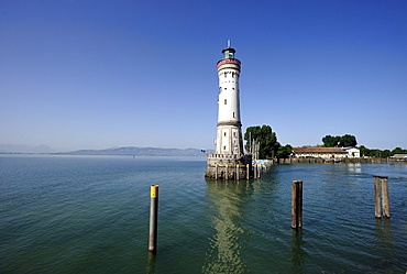 Lighthouse at the port of Lindau at Lake Constance, Bavaria, Germany, Europe