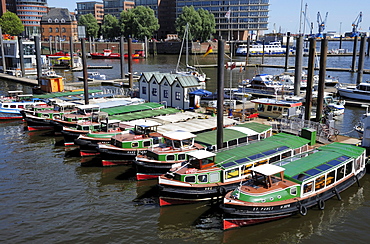 Boats in the seaport of Hamburg, Germany, Europe