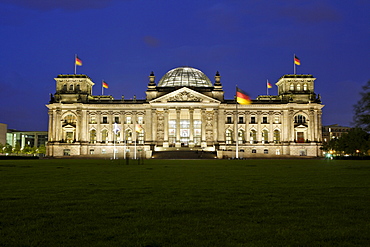 Reichstag Building with new lighting in Berlin, Germany, Europe