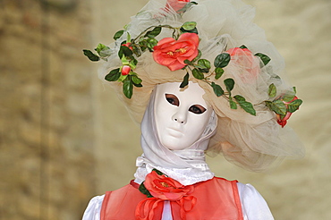 Life in the Baroque period of the 18th Century, Venetian mask "Rose", Schiller Jahrhundertfest century festival, Marbach am Neckar, Baden-Wuerttemberg, Germany, Europe