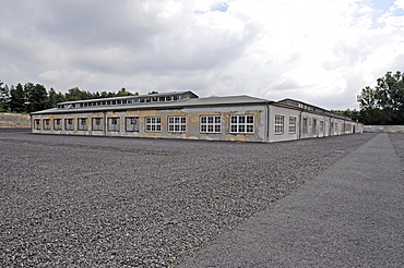 Exterior view of a work barrack at the women's concentration camp Ravensbrueck, Brandenburg, Germany, Europe