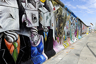 Part of the "East Side Gallery", piece of the Berlin Wall painted after the Fall of the Berlin Wall, Berlin, Germany, Europe