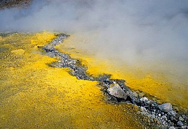 Sulphuric vapours from a crack in the earth, Vulcano, Aeolian Islands, Italy, Europe