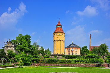 Water tower with Pagodenburg garden palace, Rastatt, Black Forest, Baden-Wuerttemberg, Germany, Europe