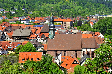 Cityscape with St. Jakobskirche St. Jacob's Church, Gernsbach, Murgtal, Black Forest, Baden-Wuerttemberg, Germany, Europe