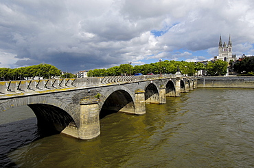 Verdun bridge and Angers Cathedral, Maine-et-Loire, France, Europe