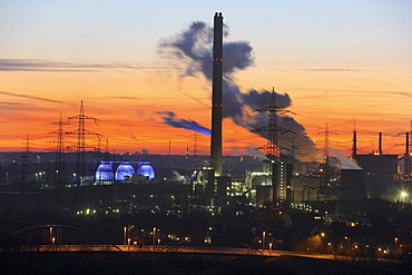 Industrial community, coking plant Prosper, Bottrop, Waste-to-energy-plant Essen-Karnap, RWE Power AG, Essen, Emscher sewage works Bottrop, Ruhr Area, North Rhine-Westphalia, Germany, Europe