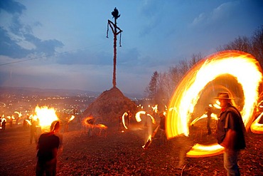 Traditional Easter fire on 7 hills around Attendorn, Sauerland, North Rhine-Westphalia, Germany, Europe