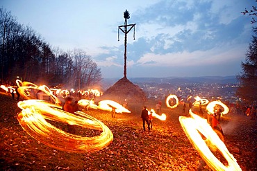 Traditional Easter fire on 7 hills around Attendorn, Sauerland, North Rhine-Westphalia, Germany, Europe