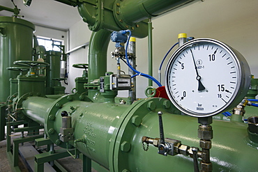 Natural gas transfer station, here natural gas is conducted from the high pressure gas pipeline and inducted into the main regional power supply, gas pressure control system of ELE, Emscher-Lippe-Energy, regional energy provider in the Ruhr Area, Gelsenki