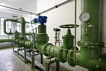 Natural gas transfer station, here natural gas is conducted from the high pressure gas pipeline and inducted into the main regional power supply, gas pressure control system of ELE, Emscher-Lippe-Energy, regional energy provider in the Ruhr Area, Gelsenki