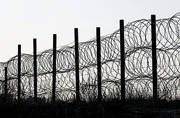 Fence, secured with NATO wire, barbed wire