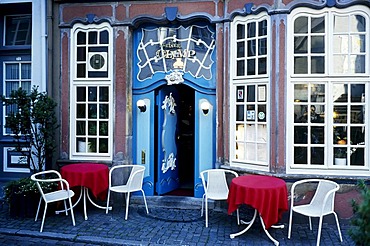 Restaurant "Kleiner Olymp" in a historical house, Schnoorviertel district, Schnoor, Bremen, Germany, Europe