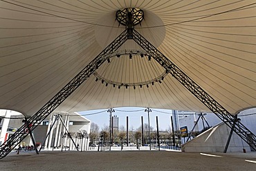 Huge tent roof for open-air concerts at the museum square, view of the cupola, Bonn, North Rhine-Westphalia, Germany, Europe